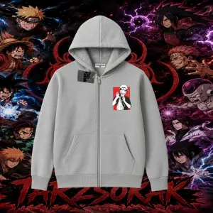 Naruto Uzumaki Premium Anime Oversize Unisex Hırka & Çeket Fermuarlı Sweatshirt Beyaz