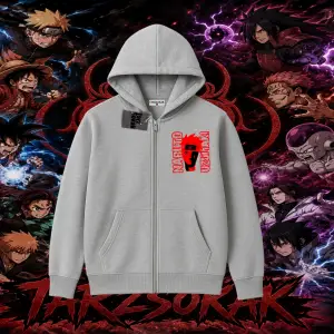 Naruto Uzumaki Premium Anime Oversize Unisex Hırka & Çeket Fermuarlı Sweatshirt Beyaz