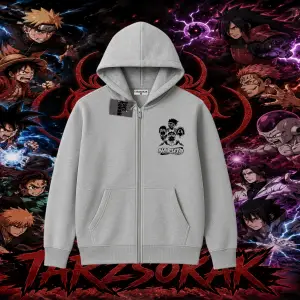 Naruto Uzumaki Premium Anime Oversize Unisex Hırka & Çeket Fermuarlı Sweatshirt Beyaz