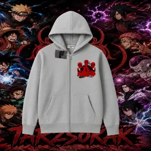 Naruto Uzumaki Premium Anime Oversize Unisex Hırka & Çeket Fermuarlı Sweatshirt Beyaz