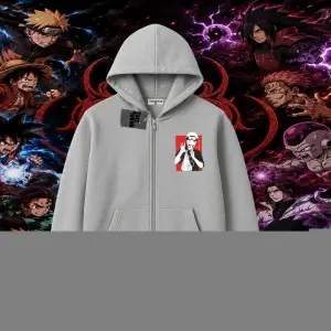 Naruto Uzumaki Premium Anime Oversize Unisex Hırka & Çeket Fermuarlı Sweatshirt Beyaz