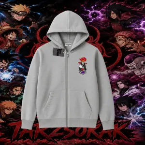 Naruto Uzumaki Premium Anime Oversize Unisex Hırka & Çeket Fermuarlı Sweatshirt Beyaz