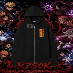 Naruto Uzumaki Premium Anime Oversize Unisex Hırka & Çeket Fermuarlı Sweatshirt Beyaz