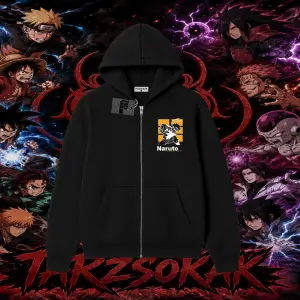 Naruto Uzumaki Premium Anime Oversize Unisex Hırka & Çeket Fermuarlı Sweatshirt Beyaz