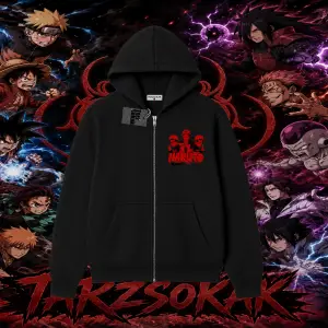 Naruto Uzumaki Premium Anime Oversize Unisex Hırka & Çeket Fermuarlı Sweatshirt Beyaz