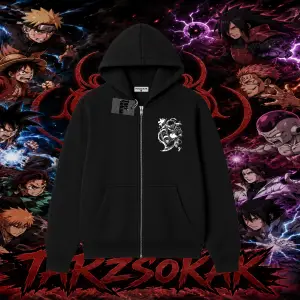 Naruto Uzumaki Premium Anime Oversize Unisex Hırka & Çeket Fermuarlı Sweatshirt Beyaz