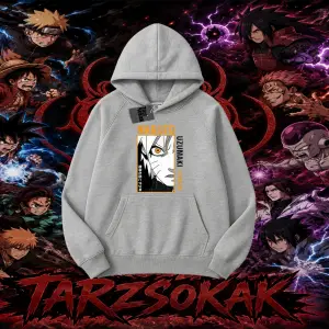 Naruto Uzumaki Premium Anime Oversize Unisex Kapşonlu Sweatshirt Beyaz