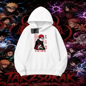 Naruto Uzumaki Premium Anime Oversize Unisex Kapşonlu Sweatshirt Beyaz