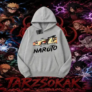 Naruto Uzumaki Premium Anime Oversize Unisex Kapşonlu Sweatshirt Beyaz