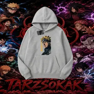 Naruto Uzumaki Premium Anime Oversize Unisex Kapşonlu Sweatshirt Beyaz