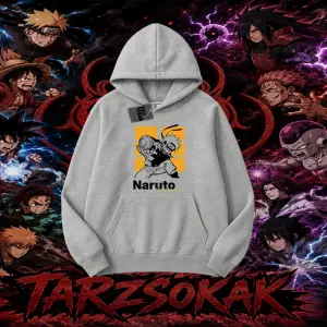 Naruto Uzumaki Premium Anime Oversize Unisex Kapşonlu Sweatshirt Beyaz