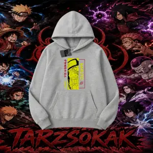 Naruto Uzumaki Premium Anime Oversize Unisex Kapşonlu Sweatshirt Beyaz