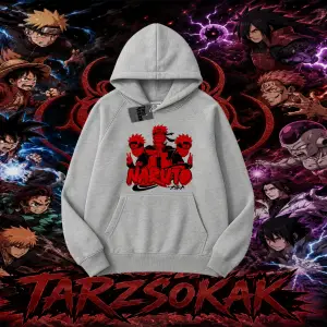 Naruto Uzumaki Premium Anime Oversize Unisex Kapşonlu Sweatshirt Beyaz