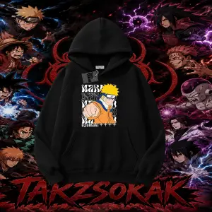 Naruto Uzumaki Premium Anime Oversize Unisex Kapşonlu Sweatshirt Beyaz