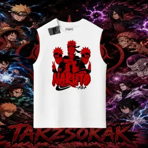 Naruto Uzumaki Premium Anime Oversize Unisex Kolsuz Tişört Beyaz