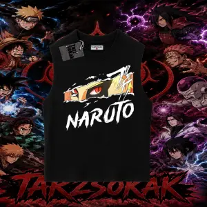 Naruto Uzumaki Premium Anime Oversize Unisex Kolsuz Tişört Beyaz