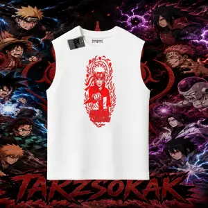 Naruto Uzumaki Premium Anime Oversize Unisex Kolsuz Tişört Beyaz