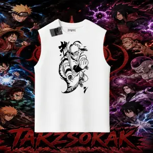 Naruto Uzumaki Premium Anime Oversize Unisex Kolsuz Tişört Beyaz