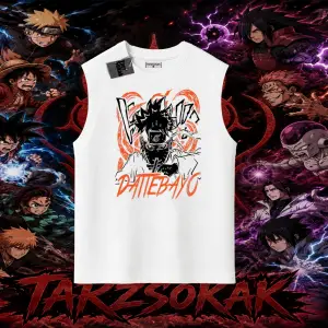 Naruto Uzumaki Premium Anime Oversize Unisex Kolsuz Tişört Beyaz