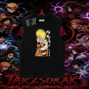 Naruto Uzumaki Premium Anime Oversize Unisex Kolsuz Tişört Beyaz