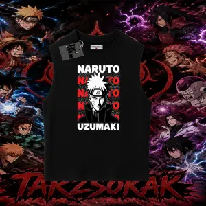 Naruto Uzumaki Premium Anime Oversize Unisex Kolsuz Tişört Beyaz