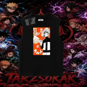 Naruto Uzumaki Premium Anime Oversize Unisex Kolsuz Tişört Beyaz