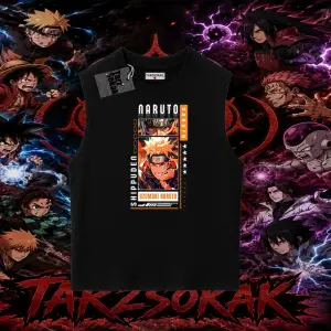 Naruto Uzumaki Premium Anime Oversize Unisex Kolsuz Tişört Beyaz