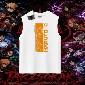Naruto Uzumaki Premium Anime Oversize Unisex Kolsuz Tişört Beyaz