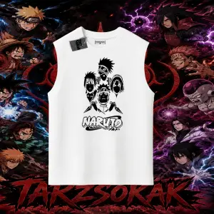 Naruto Uzumaki Premium Anime Oversize Unisex Kolsuz Tişört Beyaz