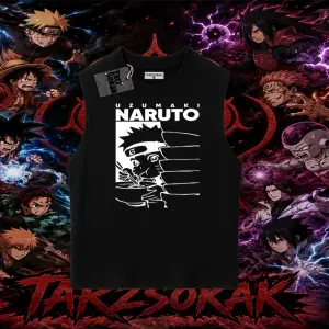Naruto Uzumaki Premium Anime Oversize Unisex Kolsuz Tişört Beyaz