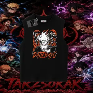 Naruto Uzumaki Premium Anime Oversize Unisex Kolsuz Tişört Beyaz