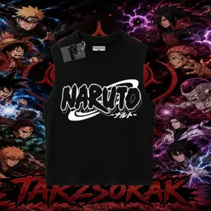 Naruto Uzumaki Premium Anime Oversize Unisex Kolsuz Tişört Beyaz