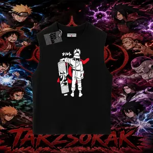 Naruto Uzumaki Premium Anime Oversize Unisex Kolsuz Tişört Beyaz