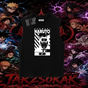Naruto Uzumaki Premium Anime Oversize Unisex Kolsuz Tişört Beyaz