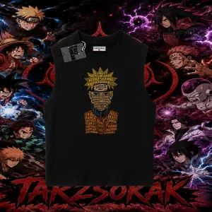 Naruto Uzumaki Premium Anime Oversize Unisex Kolsuz Tişört Beyaz