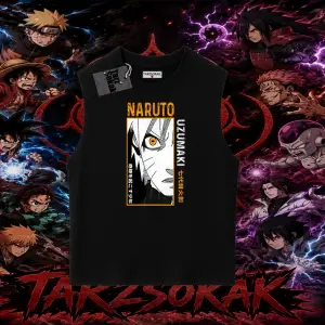Naruto Uzumaki Premium Anime Oversize Unisex Kolsuz Tişört Beyaz