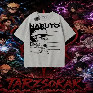 Naruto Uzumaki Premium Anime Oversize Unisex Tişört Beyaz