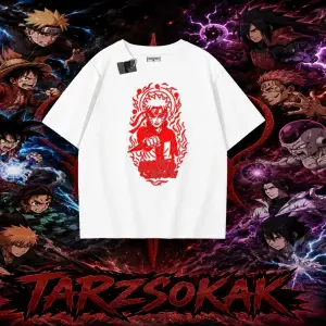 Naruto Uzumaki Premium Anime Oversize Unisex Tişört Beyaz