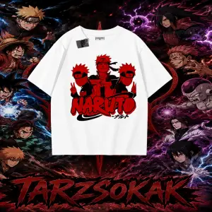 Naruto Uzumaki Premium Anime Oversize Unisex Tişört Beyaz