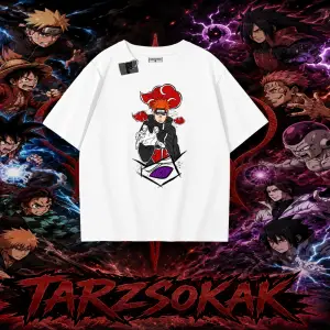 Naruto Uzumaki Premium Anime Oversize Unisex Tişört Beyaz