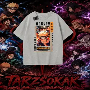 Naruto Uzumaki Premium Anime Oversize Unisex Tişört Beyaz