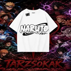 Naruto Uzumaki Premium Anime Oversize Unisex Tişört Beyaz