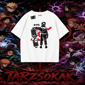 Naruto Uzumaki Premium Anime Oversize Unisex Tişört Beyaz