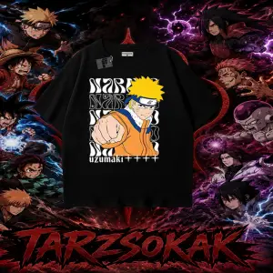 Naruto Uzumaki Premium Anime Oversize Unisex Tişört Beyaz
