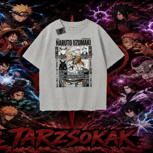Naruto Uzumaki Premium Anime Oversize Unisex Tişört Beyaz