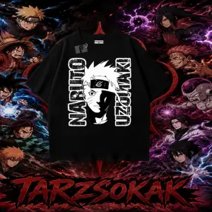 Naruto Uzumaki Premium Anime Oversize Unisex Tişört Beyaz