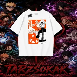Naruto Uzumaki Premium Anime Oversize Unisex Tişört Beyaz