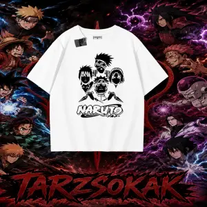 Naruto Uzumaki Premium Anime Oversize Unisex Tişört Beyaz