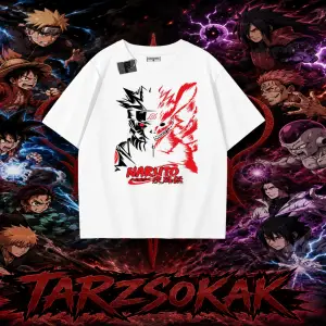 Naruto Uzumaki Premium Anime Oversize Unisex Tişört Beyaz