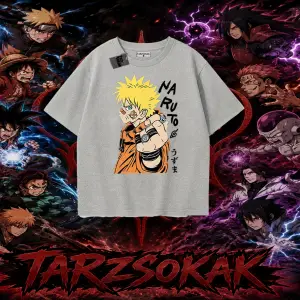 Naruto Uzumaki Premium Anime Oversize Unisex Tişört Beyaz